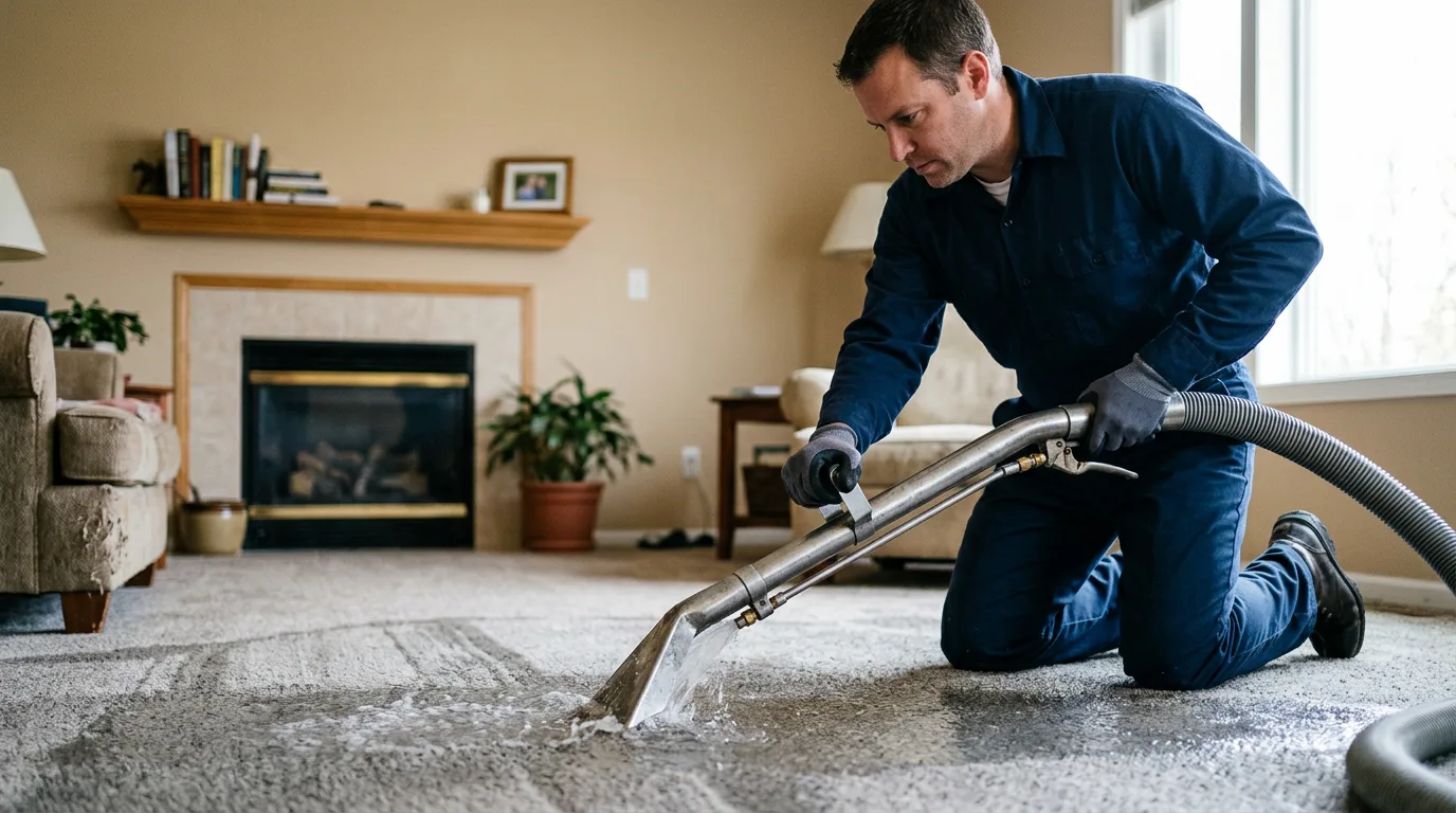 Water damage restoration technician working near Hopkins, MN
